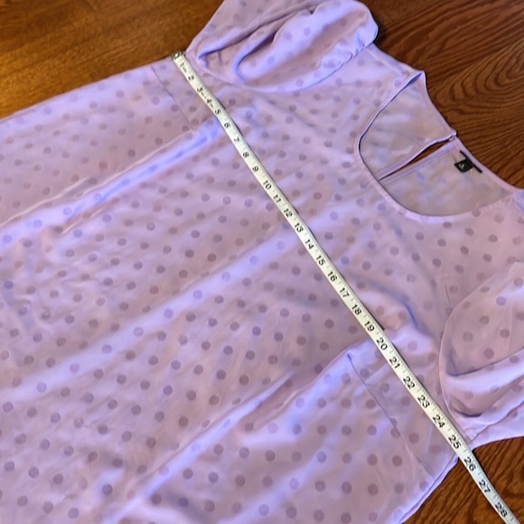 TORRID chiffon chip DOT blouse top puff long sleeve cuffed semisheer lilac  2X - Picture 9 of 12